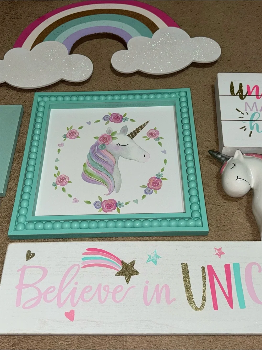 Rainbow Unicorn Print Bedding - Pastel Pink & Multicolor